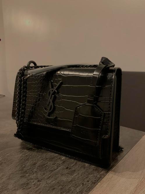 Yves Saint Laurent 1:1 Sunset bag Croc-Emboassed, Handtassen en Accessoires, Tassen | Damestassen, Nieuw, Schoudertasje, Zwart