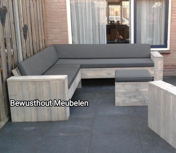 ACTIE!! Steigerhouten Hoekbank/Loungeset! 5 dagen Levertijd!, Tuin en Terras, Tuinsets en Loungesets, Nieuw, Loungeset, Steigerhout