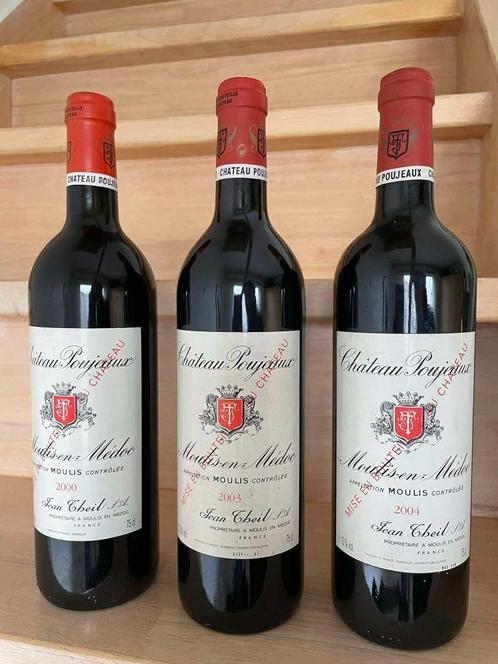 Moulis-en-Médoc 2000, 2003 & 2004 Château Poujeaux, Verzamelen, Wijnen, Rode wijn, Frankrijk, Ophalen of Verzenden