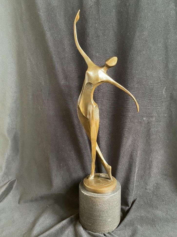 Bronzen abstracte dame 53cm! Milo/stempel groot zuiver brons, Antiquités & Art, Art | Sculptures & Bois, Enlèvement ou Envoi
