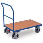 Chariot à plateau bois avec barre de poussée 88x50 cm, Doe-het-zelf en Bouw, Transportwagens, 100 liter of meer, Ophalen, Zo goed als nieuw