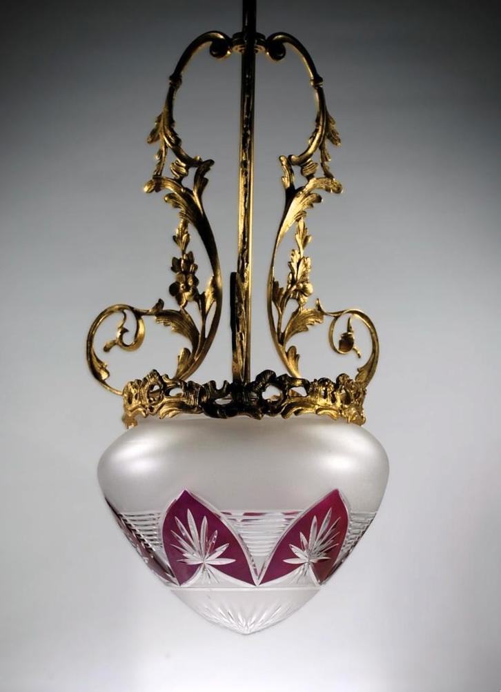 Val Saint Lambert - Hanglamp - Rond 1900 - VSL, Antiquités & Art, Antiquités | Verre & Cristal, Enlèvement ou Envoi