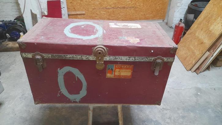 Vintage houten reiskoffer cruiseschepen, Antiek en Kunst, Curiosa en Brocante, Ophalen