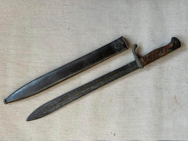 wo1 - Duitse Butcher bajonet met schede - Richard H Solingen, Collections, Objets militaires | Général, Armée de terre, Enlèvement ou Envoi