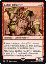 Goblin Piledriver - ORI - MTG -  tussen ex en nm, Hobby en Vrije tijd, Verzamelkaartspellen | Magic the Gathering, Ophalen of Verzenden