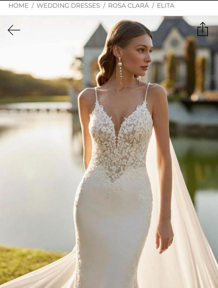 Trouwjurk Rosa Clara Elita met sluier, Kleding | Dames, Trouwkleding en Trouwaccessoires, Zo goed als nieuw, Trouwjurk, Ophalen of Verzenden