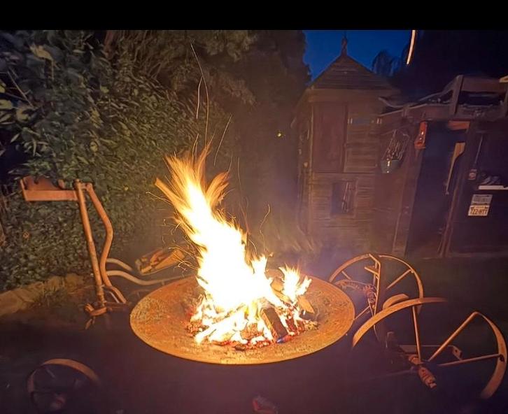 Vuurkorf vuurschaal 130 cm tuinhaard op wielen, Tuin en Terras, Terrasverwarmers, Zo goed als nieuw, Ophalen