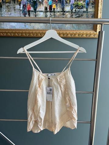 Crèmekleurige MNG / Mango top met ruches - maat S (nieuw met beschikbaar voor biedingen