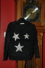 Pull noir et argenté avec étoiles Manches longues T128 TBon, Enlèvement ou Envoi, Pull ou Veste, Kids Star, Comme neuf
