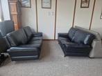 ZWARTE BUFFELLEDEREN SALON 3 EN 2 ZIT ZWARE KWALITEIT, Ophalen, Gebruikt