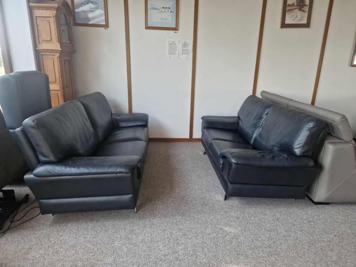 ZWARTE BUFFELLEDEREN SALON 3 EN 2 ZIT ZWARE KWALITEIT, Huis en Inrichting, Krukjes, Gebruikt, Ophalen