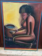 schilderij ZWARTE VROUW zittend naakt, Antiek en Kunst, Ophalen