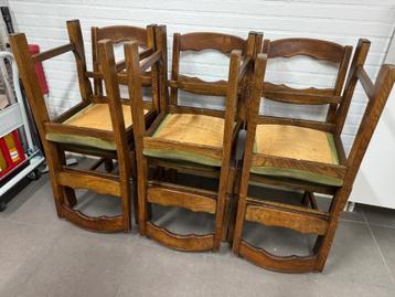 Vintage massief houten stoelen - 6st. beschikbaar voor biedingen