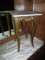 OUD VERGULD BIJZETTAFELTJE MET MARMEREN BLAD, Antiek en Kunst, Ophalen