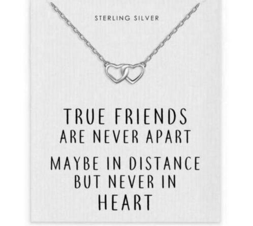 Philip Jones - Sterling zilveren vrienden hart link ketting, Handtassen en Accessoires, Kettingen, Nieuw, Zilver, Zilver, Met hanger