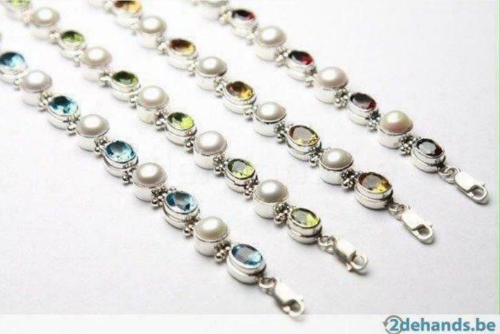 Zilveren armbanden en hangers op=op, Handtassen en Accessoires, Armbanden, Nieuw, Zilver, Zilver, Met edelsteen, Ophalen of Verzenden