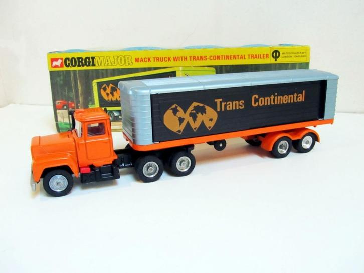 Mack Truck met Trans-Continental Trailer Corgi Major 1100, Hobby en Vrije tijd, Modelbouw | Auto's en Voertuigen, Zo goed als nieuw