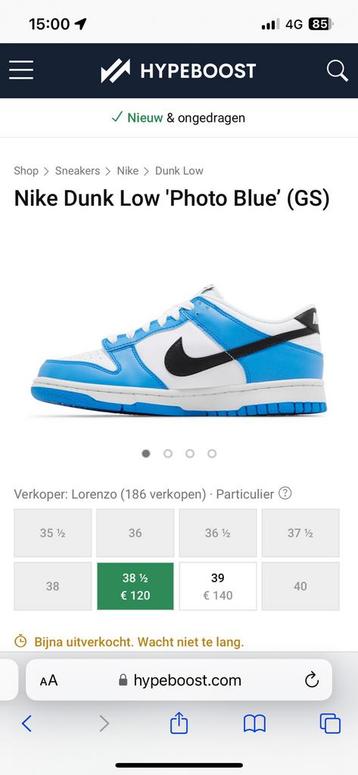 Dunks blauw disponible aux enchères