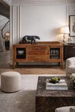 Massieve antieke buffetkast teak hout, Huis en Inrichting, Ophalen, Glas