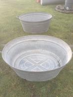 2 identieke grote ovale zinken kuipen met handvaten, Tuin en Terras, Ophalen
