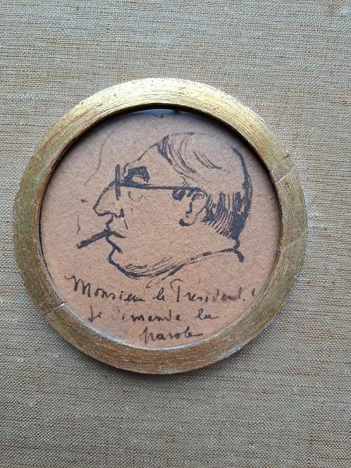 Portret Persoonlijkheid uit Luik op bierkarton Bock Artois, Antiek en Kunst, Kunst | Tekeningen en Fotografie, Ophalen of Verzenden