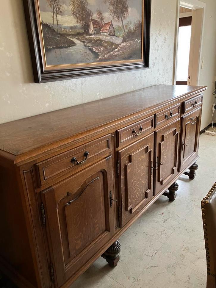 Handgemaakt eiken eetplaats, midden jaren 1950, Maison & Meubles, Mobilier complet, Enlèvement