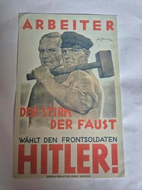 Klein affiche NSDAP: ‘Arbeiter wählt Hitler’ 1930s, Verzamelen, Militaria | Tweede Wereldoorlog, Ophalen of Verzenden