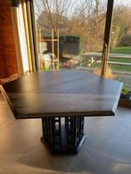 Tafel, zeshoekig, zwart + 6 stoelen, Huis en Inrichting, Tafels | Eettafels, Ophalen, Gebruikt, Vijf personen of meer, Overige houtsoorten