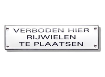 Geen rijwielen plaatsen bord 35 cm - emaille wandbord beschikbaar voor biedingen