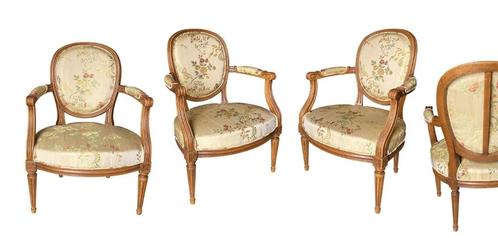 6 fauteuils Louis XVI en soie, Antiquités & Art, Antiquités | Meubles | Chaises & Canapés, Enlèvement ou Envoi
