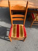 Vintage stoel in massief eikenhout met gestoffeerde zitting, Ophalen, Zo goed als nieuw