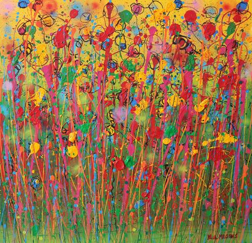 Oud schilderij 'abstracte bloemen 1', Antiek en Kunst, Kunst | Schilderijen | Modern, Ophalen