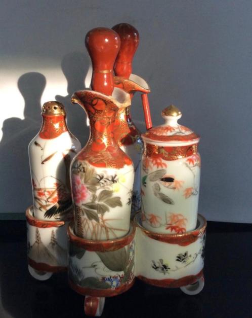 Handbeschilderde Kutani Meji-period cruet-set - Porselein -, Antiek en Kunst, Antiek | Porselein, Ophalen of Verzenden
