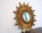 Vintage vergulde zonnestraalspiegel, jaren 1960, Antiek en Kunst, Ophalen of Verzenden, Overige vormen, 50 tot 100 cm, Minder dan 100 cm