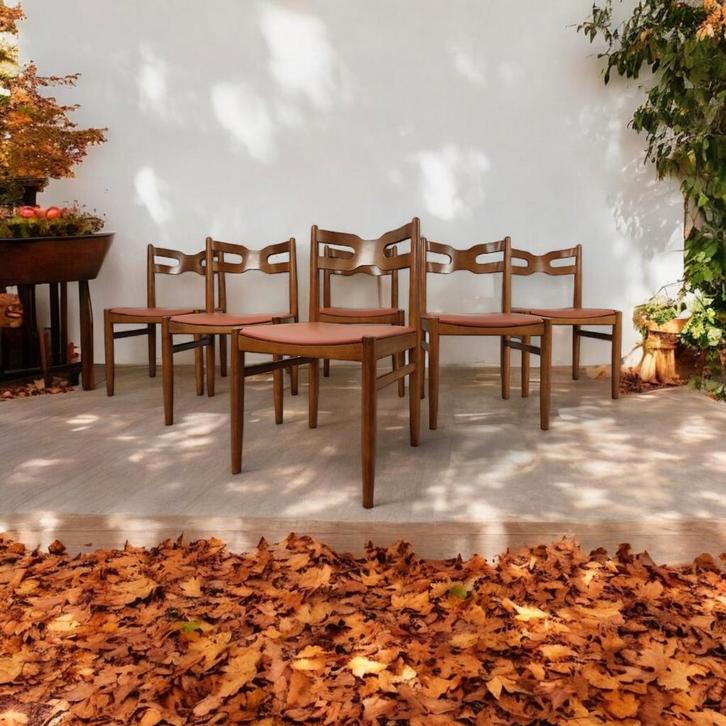 Set van 6 prachtige „Welzel” stoelen, Huis en Inrichting, Stoelen, Zo goed als nieuw, Eén, Leer, Ophalen