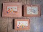 Collectie van 3 x antieke houten blokkendoos jaren 30-50, Ophalen of Verzenden