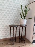 2 ronde houten plantentafeltjss, Ophalen of Verzenden, Zo goed als nieuw
