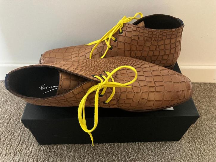 Floris van Bommel – Crocco Camel (maat 44,5 / UK 10), Kleding | Heren, Schoenen, Zo goed als nieuw, Veterschoenen, Bruin, Verzenden
