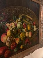 Mooi groot schilderij bloemen fruit in tazza, Antiquités & Art, Art | Peinture | Classique, Enlèvement