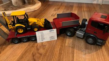 Bruder 01780 - Scania Transport + JCB excavateur - en boîte disponible aux enchères