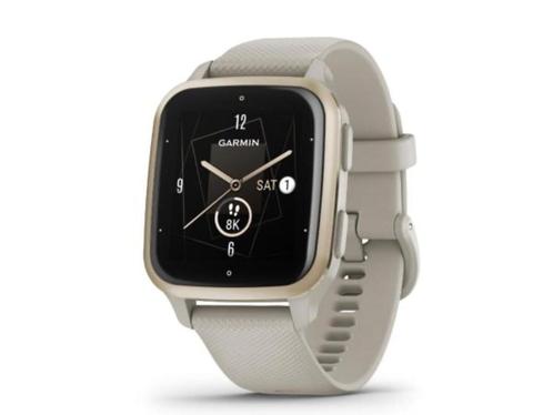 Garmin Venu Sq 2 Music French Gray / Cream Gold NIEUW, Bijoux, Sacs & Beauté, Montres de sport, Neuf, Gris, Distance, Bandage calorique