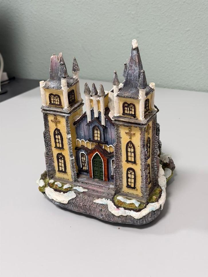 Église/cathédrale de Noël, village de Noël illuminé — 24 cm, Divers, Noël, Utilisé, Enlèvement ou Envoi