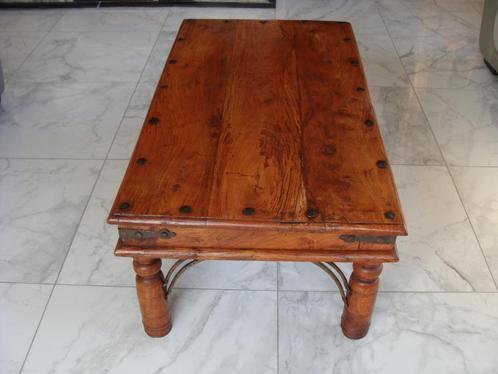 table de salon en chêne, garniture fer forgé, vintage, Antiek en Kunst, Antiek | Meubels | Tafels, Ophalen