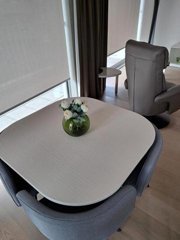 Tafel met 4 stoelen (100cmx100cm, hoogte 73cm) beschikbaar voor biedingen