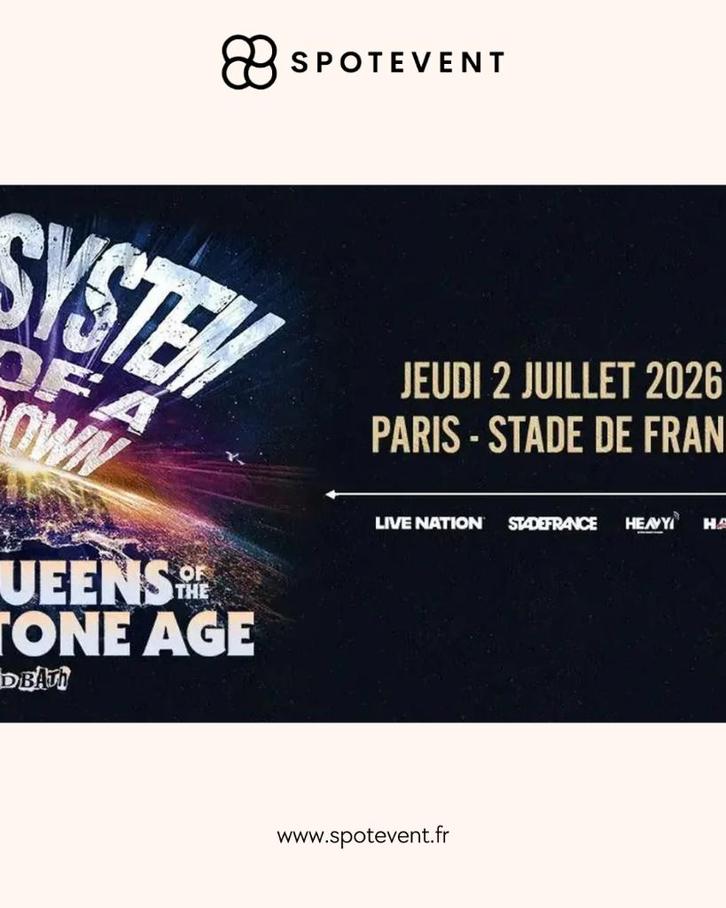System of a down - Concert Stade de France - Paris, Tickets & Billets, Événements & Festivals