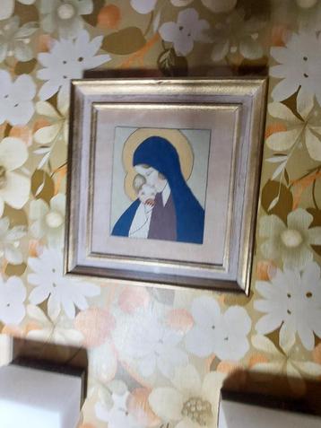 handgestoken schilderij  Maria beeltenis beschikbaar voor biedingen