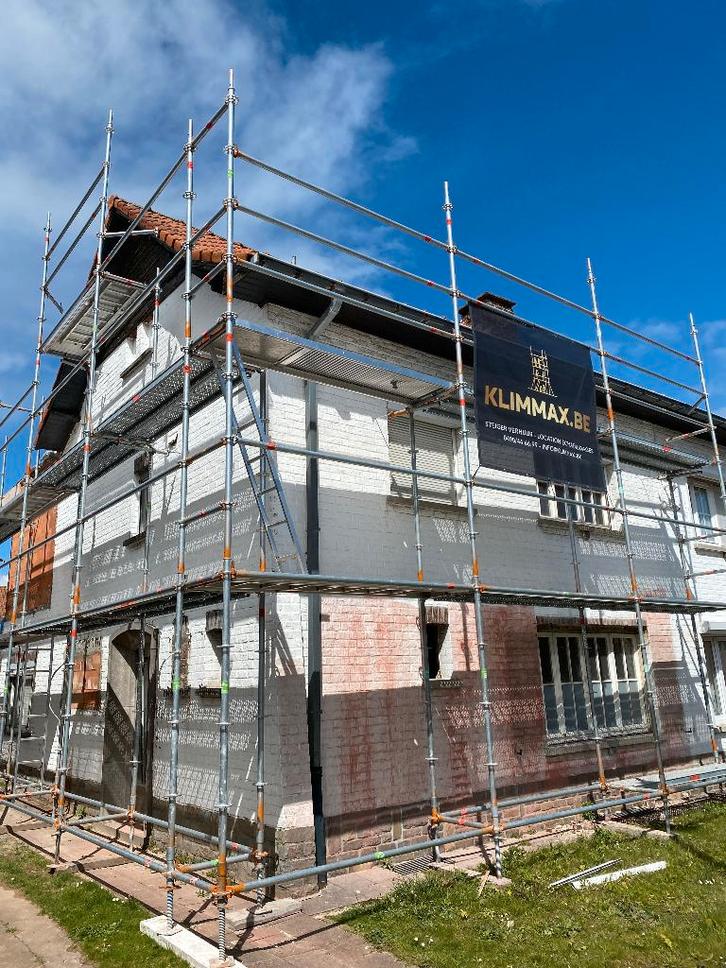 stelling te huur, Doe-het-zelf en Bouw, Steigers, Zo goed als nieuw, Gevelsteiger, 5 meter of hoger, Ophalen