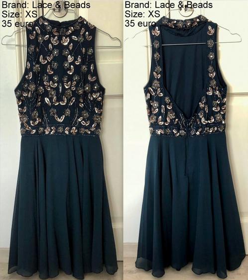 Donkerblauw parel kleedje Lace & Beads XS, Kleding | Dames, Jurken, Nieuw, Maat 34 (XS) of kleiner, Blauw, Boven de knie, Ophalen of Verzenden