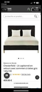 Met fluweel bekleed bed voor 2 personen, matras en boxspring, Huis en Inrichting, Ophalen, Zo goed als nieuw