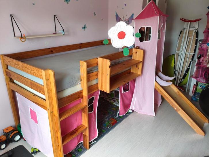 Halfhoogslaper met glijbaan, Kinderen en Baby's, Kinderkamer | Stapelbedden en Hoogslapers, Gebruikt, Halfhoogslaper, Ophalen